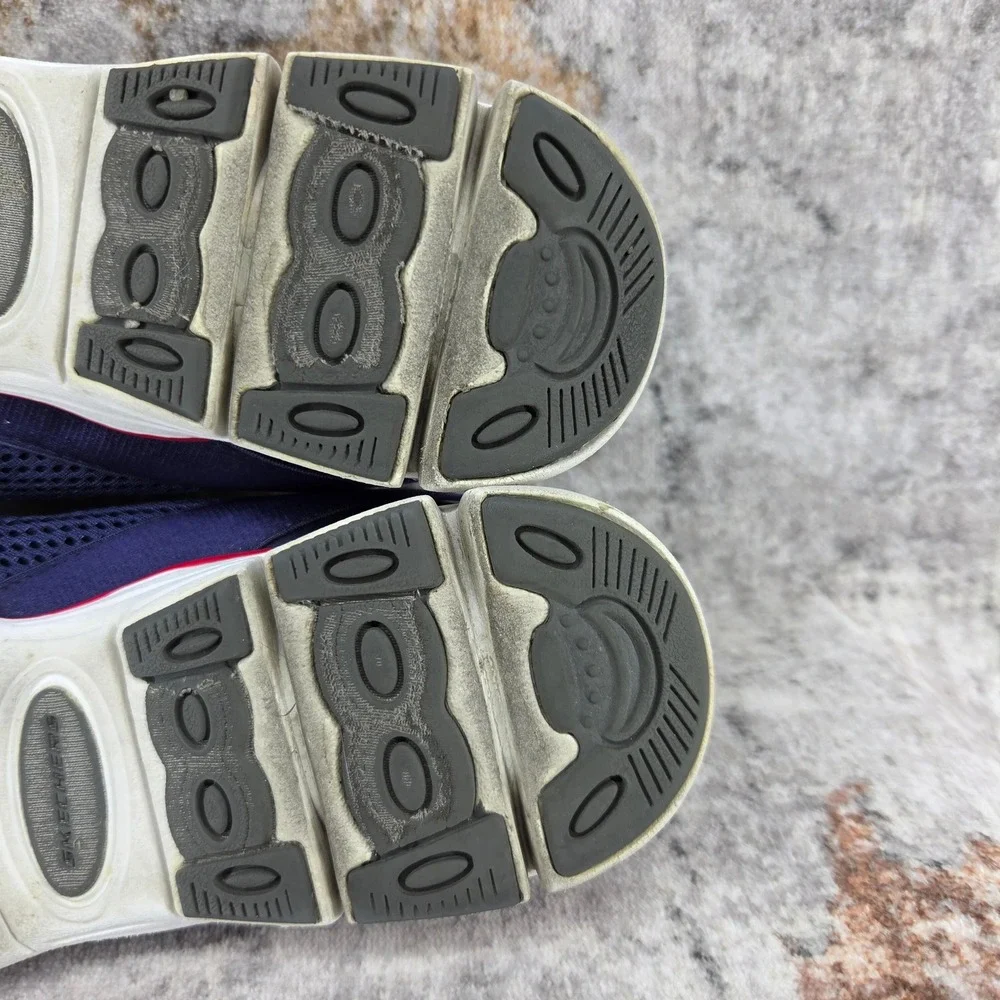Skecher Mesh Mary Jane Slip On Walking Shoes Womens 7.5 Navy Blue 22108 Comfort